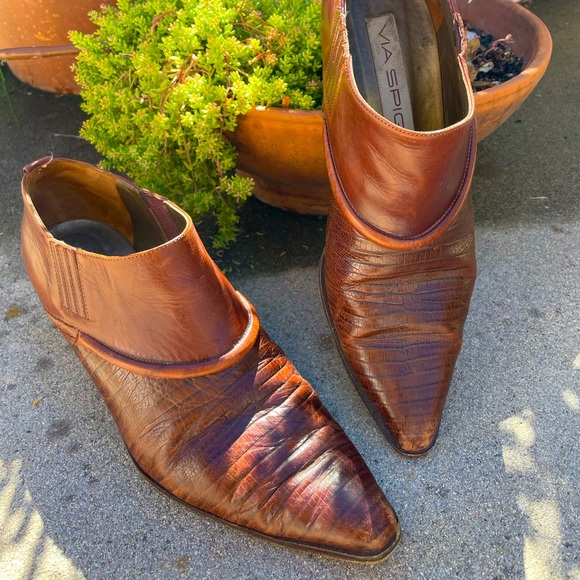 Via Spiga Shoes - Via Spiga Vintage Leather Cowboy Booties